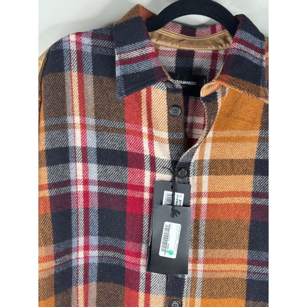 DSQUARED2 Timberman Check Pattern Shirt Wool Blend Button Up Men's Large IT 50 - Picture 4 of 7